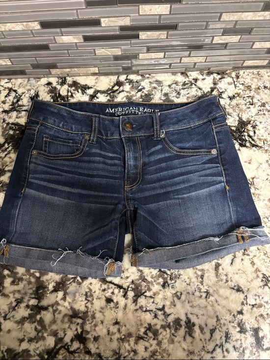 American Eagle Outfitters Pants - American Eagle Outfitters Dark Indigo Roll-Cuff Denim Shorts